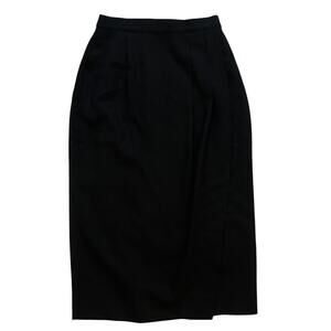 Vintage Y2K Talbots Black Wool Midi Skirt, Pencil, Straight, Faux Wrap, Size 10